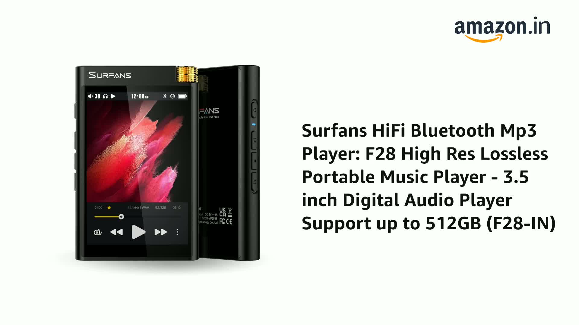 ポータブルプレーヤー SURFANS F28 Hi Res Music Player Surfans HiFi Bluetooth Mp3 Player: F28 High Res Lossless Portable